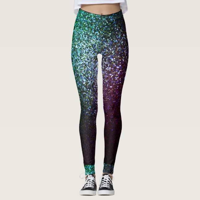 Legging Brilhante verde-púrpura (Frente)