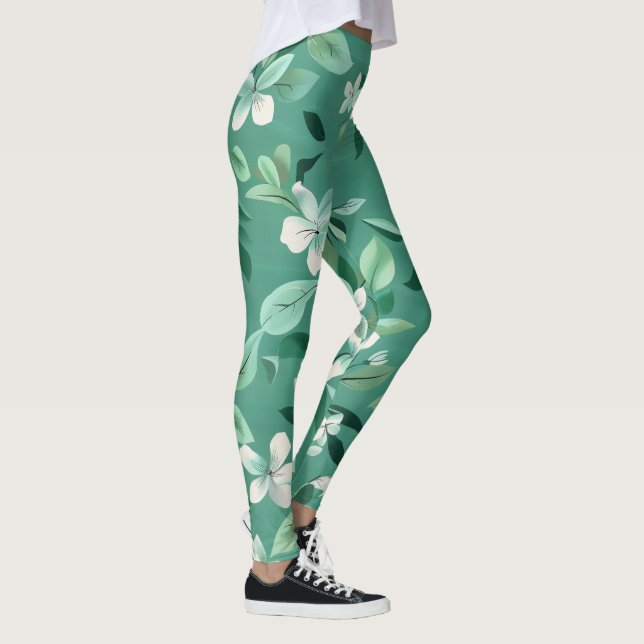 Legging Brilhantes brancos brancos brancos no chá (Direita)