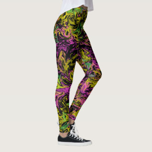 Legging Brilhantes cor-de-rosa verde e amarelo em preto