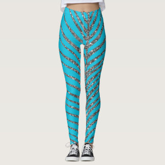 Legging Brilho Água Azul Lantejoulas 