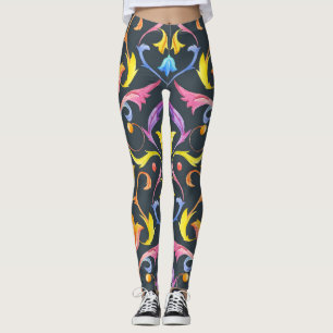 Legging Brilho Barroco: Charme Colorido Vintage.