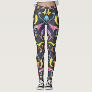Legging Brilho Barroco: Charme Colorido Vintage.