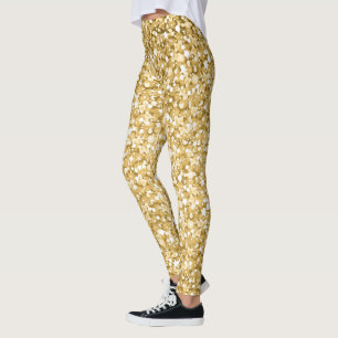 Legging Brilho Branco Moderno E Dourado
