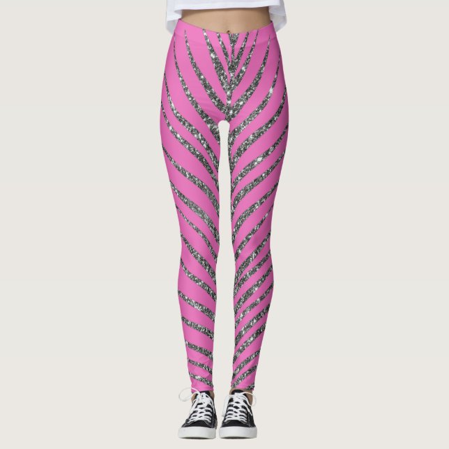 Legging Brilho Cor-de-Rosa Espelhado  (Frente)
