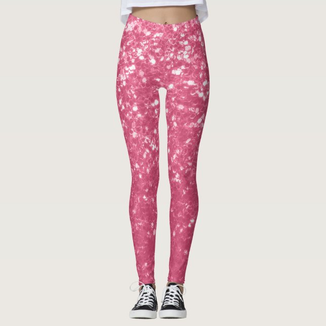 Legging brilho de faíscas da rosa de rosa claro da (Frente)