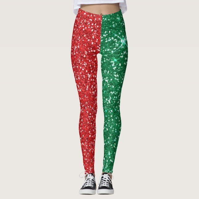 Legging brilho do vermelho e do verde (Frente)