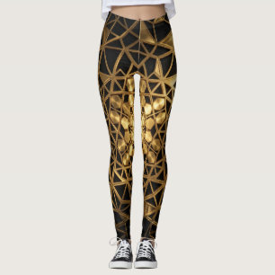 Legging Brilho Dourado da Geometria Sagrada