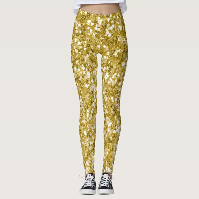 Legging Brilho dourado glamouroso (Frente)