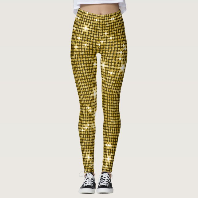 Legging Brilho dourado glamouroso (Frente)
