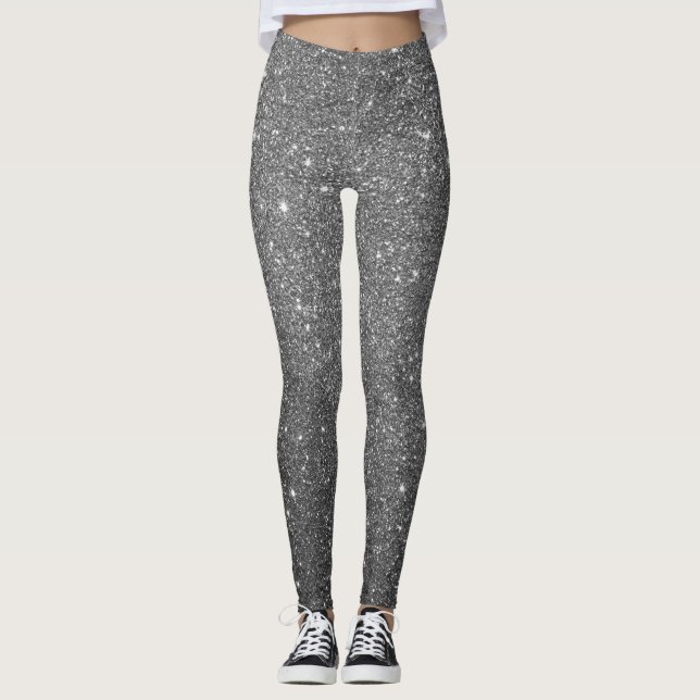 Legging Brilho Glam Luxo Brilhante Cinza (Frente)