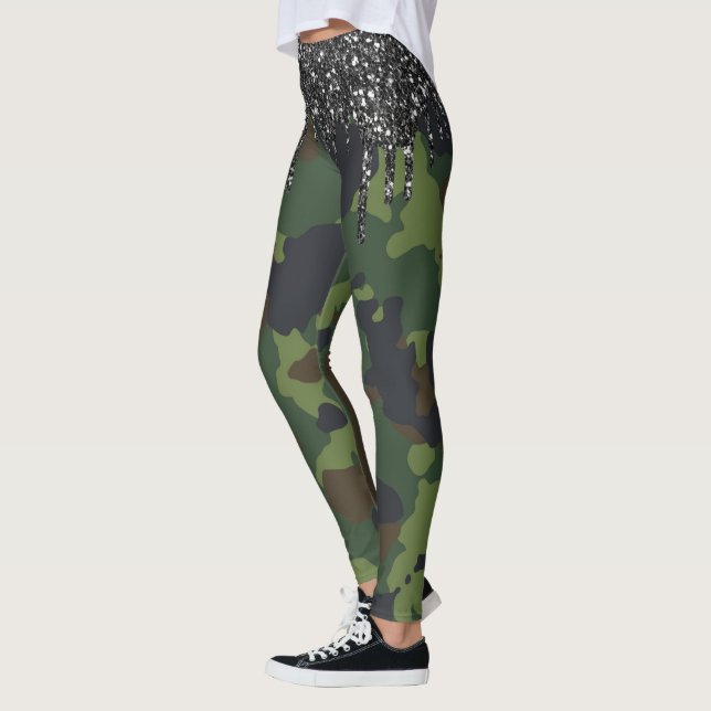 Legging Brilho Gotejamento Camuflagem Padrão Camo Militar (Esquerda)