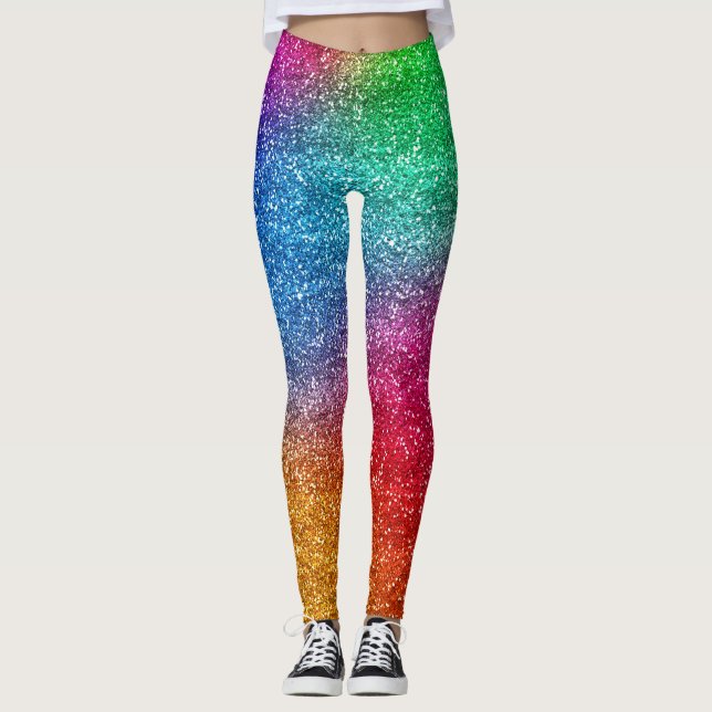 Legging Brilho Gradiente Arco-íris Lantejoulas (Frente)