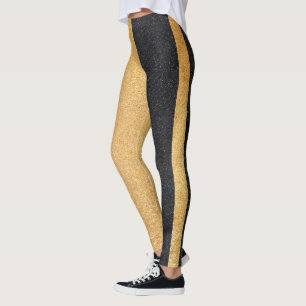 Legging Brilho Preto E Ouro
