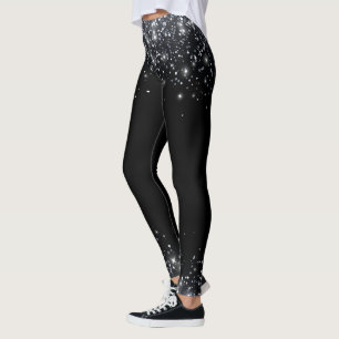 Legging Brilho preto e prata moderno