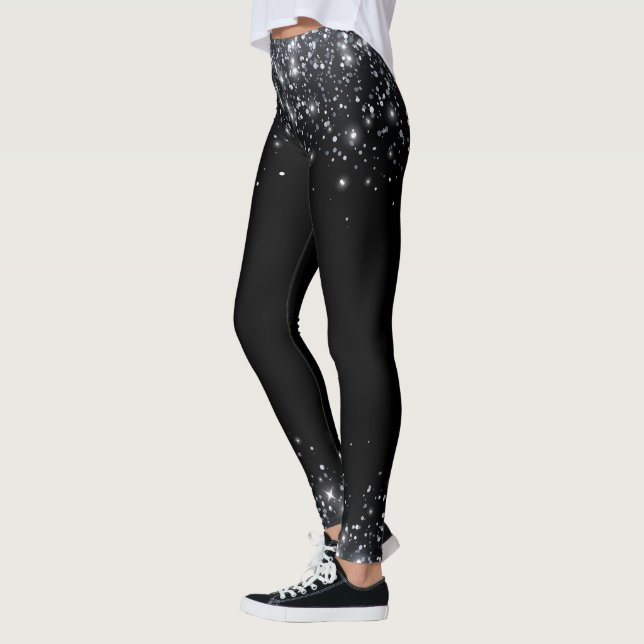 Legging Brilho preto e prata moderno (Esquerda)