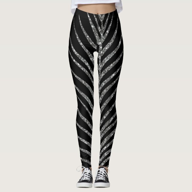 Legging Brilho Preto Glitter  (Frente)