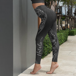 Legging Brilho Preto Metálico Personalizado