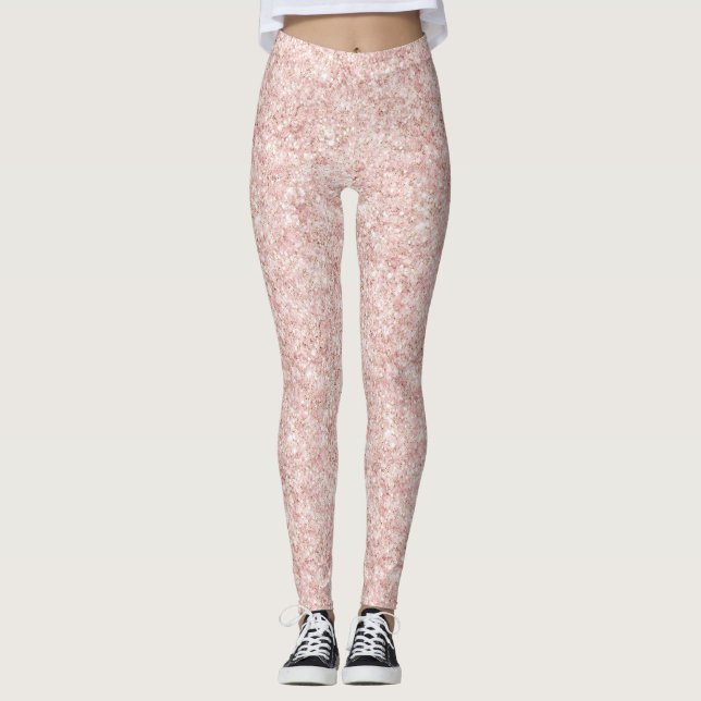 Legging Brilho Rosa Bege Glitter   (Frente)