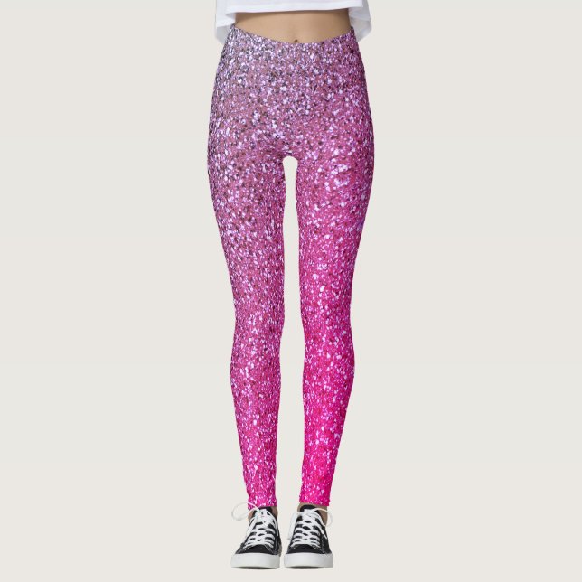 Legging Brilho Rosa Brilhante e Brilho Roxo (Frente)