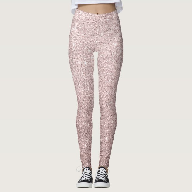 Legging brilho rosa de ouro elegante (Frente)