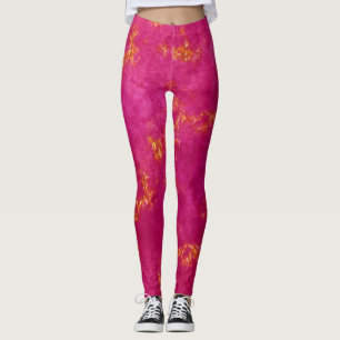 Legging Brilho Rosa Quente Dourado Glamouroso Verão Chic
