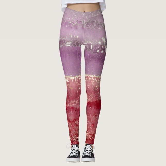 Legging Brilho roxo e dourado elegante (Frente)