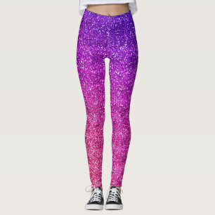 Legging Brilho Roxo e Rosa Gradiente Purpurina