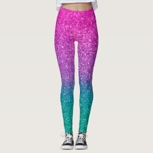 Legging Brilho Sparkly azul & roxo do Aqua cor-de-rosa da