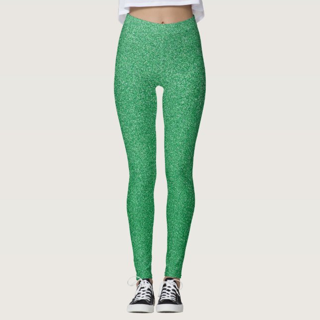 Legging Brilho Verde, Esparto, Fundo Brilhante (Frente)