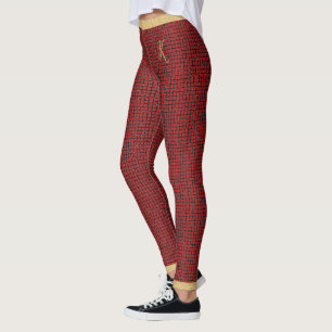Legging Brilho Vermelho e Preto, Banda Larga do Ouro, Mono