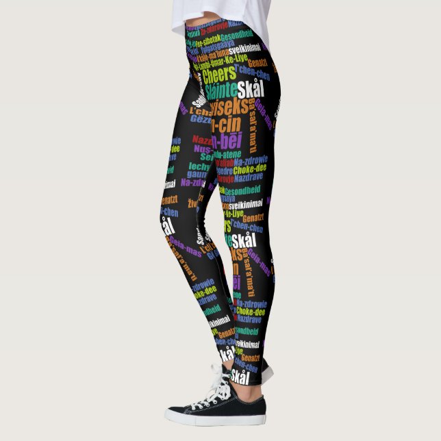 Legging Brinde Colorida de Saúde em Muitos Idiomas Nuvem d (Esquerda)