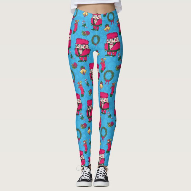 Legging Brinquedo quebra-nozes de Natal, padrão de floco d (Frente)