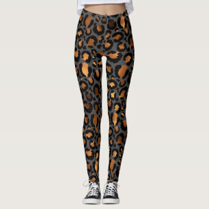Legging Bronze e leopardo negro, impressão animal chita