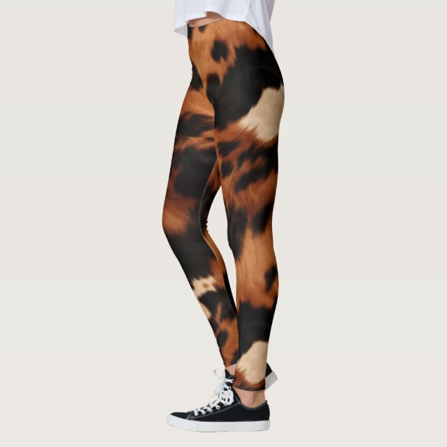 Legging Brown Black Cream Faux Cow Print (Esquerda)