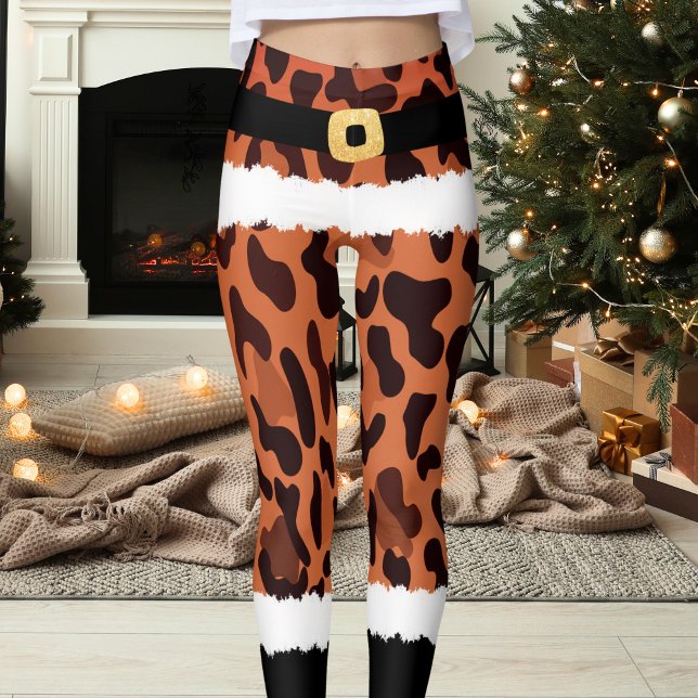 Legging Brown Lepard Imprima Papai Noel Figurino Natal (Criador carregado)