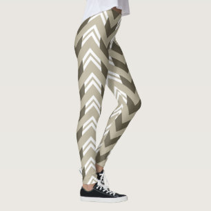 Legging Brown moderno, bege, teste padrão branco de