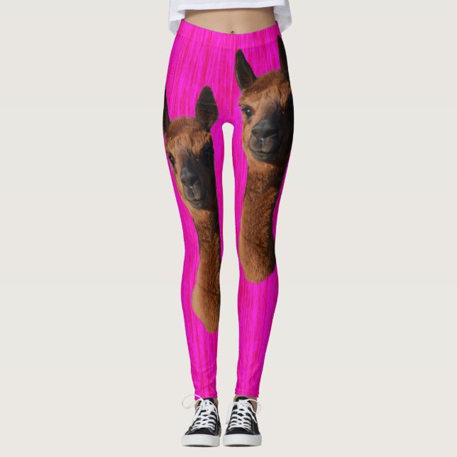 Legging Brown Young Alpacas Em Rosa Quente, (Frente)