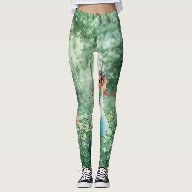 Legging Brunette Princess: Aquarela Floresta Fada (Frente)
