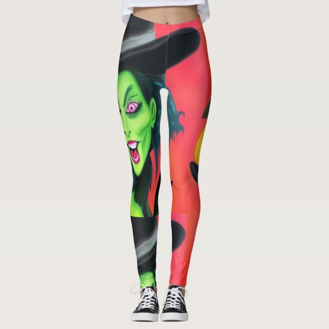 Legging Bruxa Branca de Halloween (Frente)