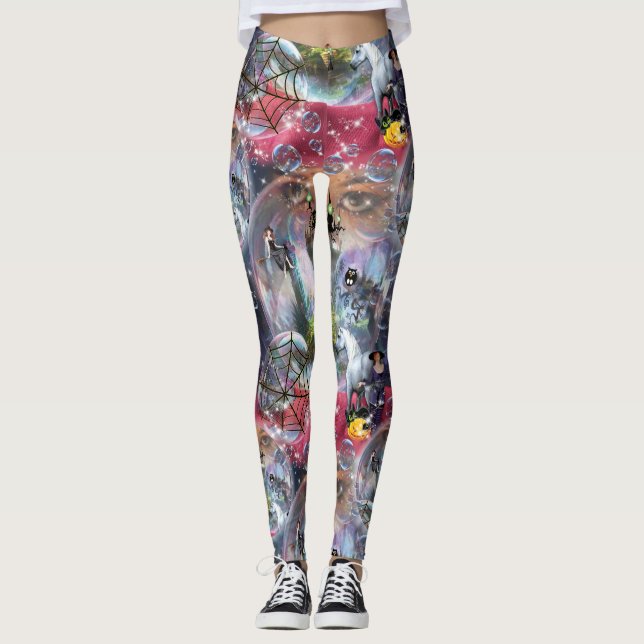 Legging Bruxa de Halloween de Crystal Ball (Frente)