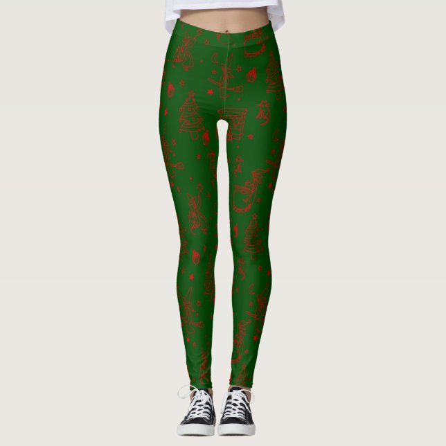 Legging bruxa de natal da epifania, verde da befana (Frente)
