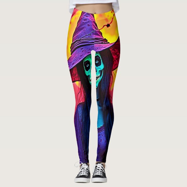 Legging Bruxa do Halloween com Design (Frente)