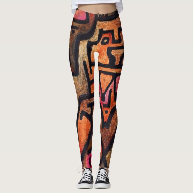 Legging Bruxa Florestal, Paul Klee Abstrato Art (Frente)