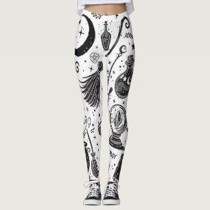 Legging Bruxa Mágica Caprichosa Wicca Pagã Preto e Branco