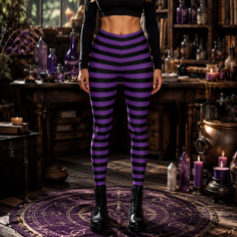 Legging Bruxa Maligna Violeta e Listras Pretas de Hallowee