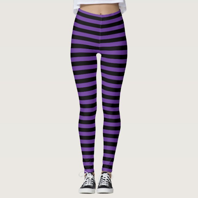 Legging Bruxa Malvada do Halloween Negro e Violeta Strike (Frente)