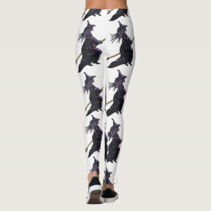 Legging Bruxa preta nas caneleiras brancas do Dia das
