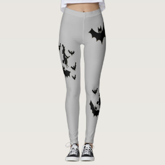 Legging Bruxa Voadora de Halloween e Morcegos