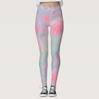 Legging Bubble Bloom Garden – Pastel Floral Pattern for Gi