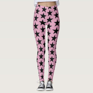 Legging Bubblegum rosa com estrelas pretas